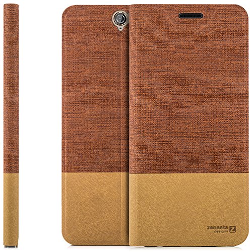 zanasta Designs Funda HTC One A9 Carcasa Flip Case Slim Carcasa Funda con Tarjetero, función Atril, Rojo Marrón