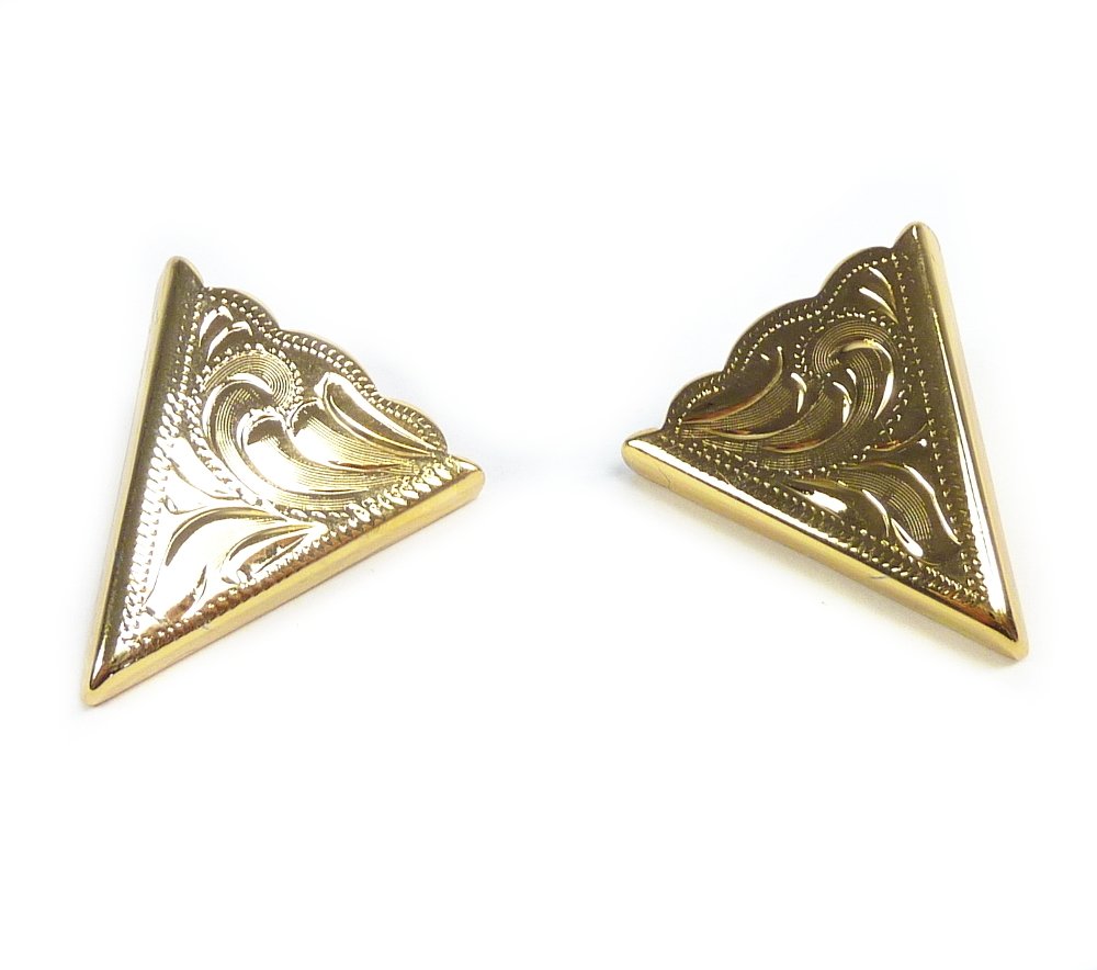 Rodeo Ready Kragenecken Gold Plated Engraved Kragenecken Kragenspitzen Collar tips Westernschmuck Westernasseccoires für Westernhemden Gold
