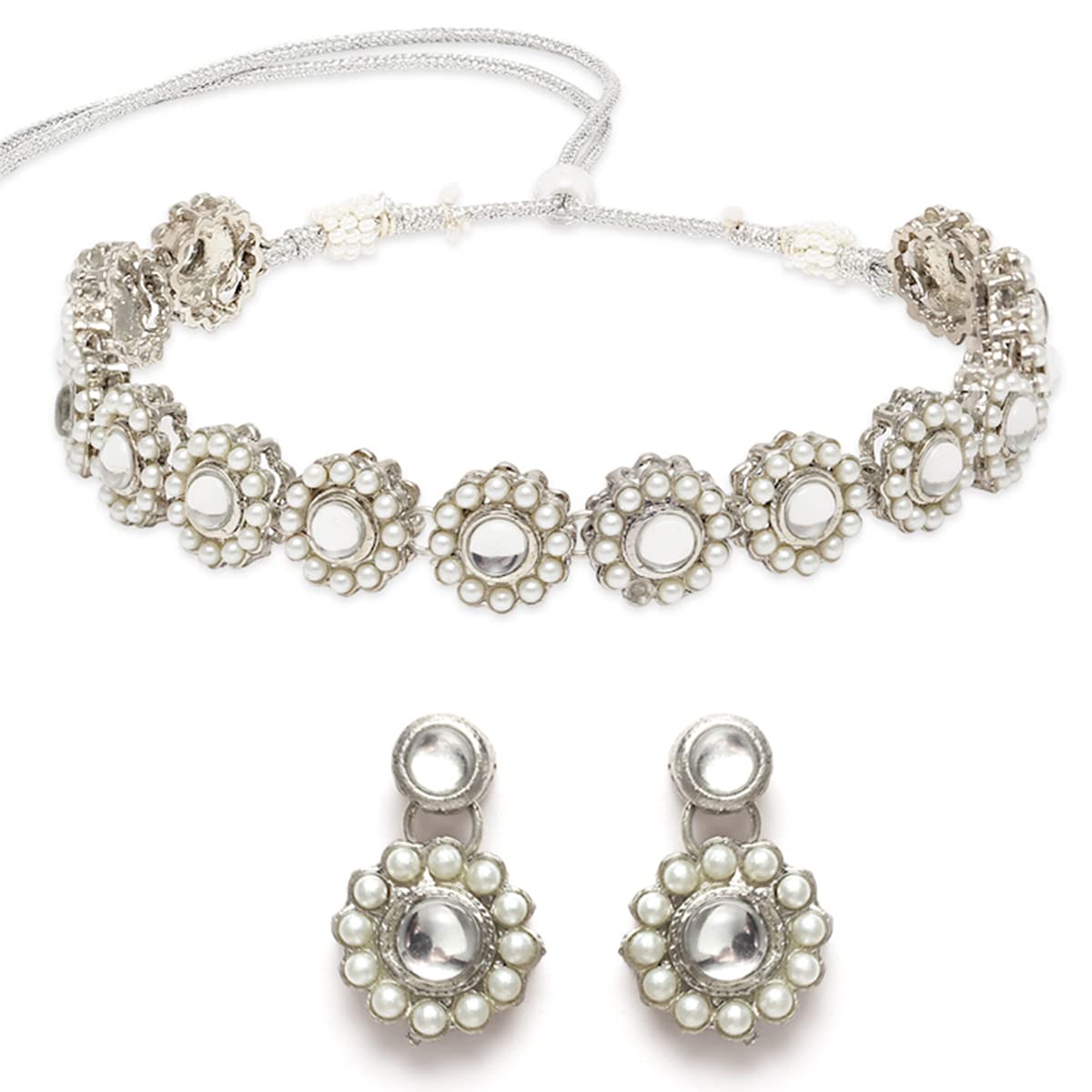 See full amazon price history chart for Karatcart Oxidised Silver White Kundan and Pearl Choker Necklace Set for Women Karatcart Oxidised Silver White Kundan and Pearl Choker Necklace Set for Women (B0B1DQK9HW) Amazon Price History, Amazon Price Tracker