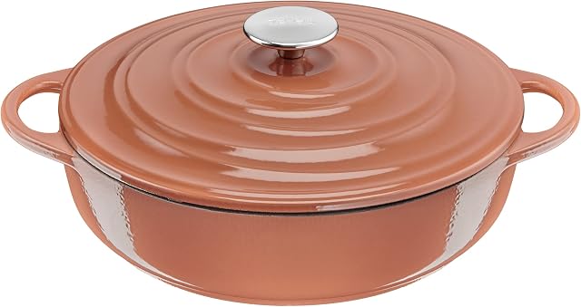 Tefal E26072 LOV patelnia do serwowania 28 cm, żeliwna z recyklingu, nadaje się do wszystkich źródeł ciepła, indukcyjna do 250°C, zmywarka z terakoty