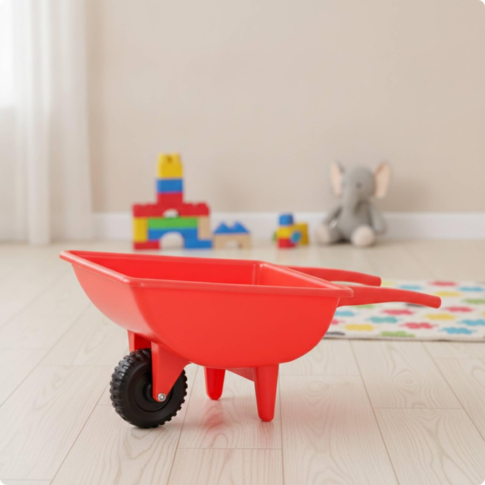 Gralara Brouette Jardinage Jouet Coloré Brouette en Plastique Lavable pour Enfants, Jardin, Jaune