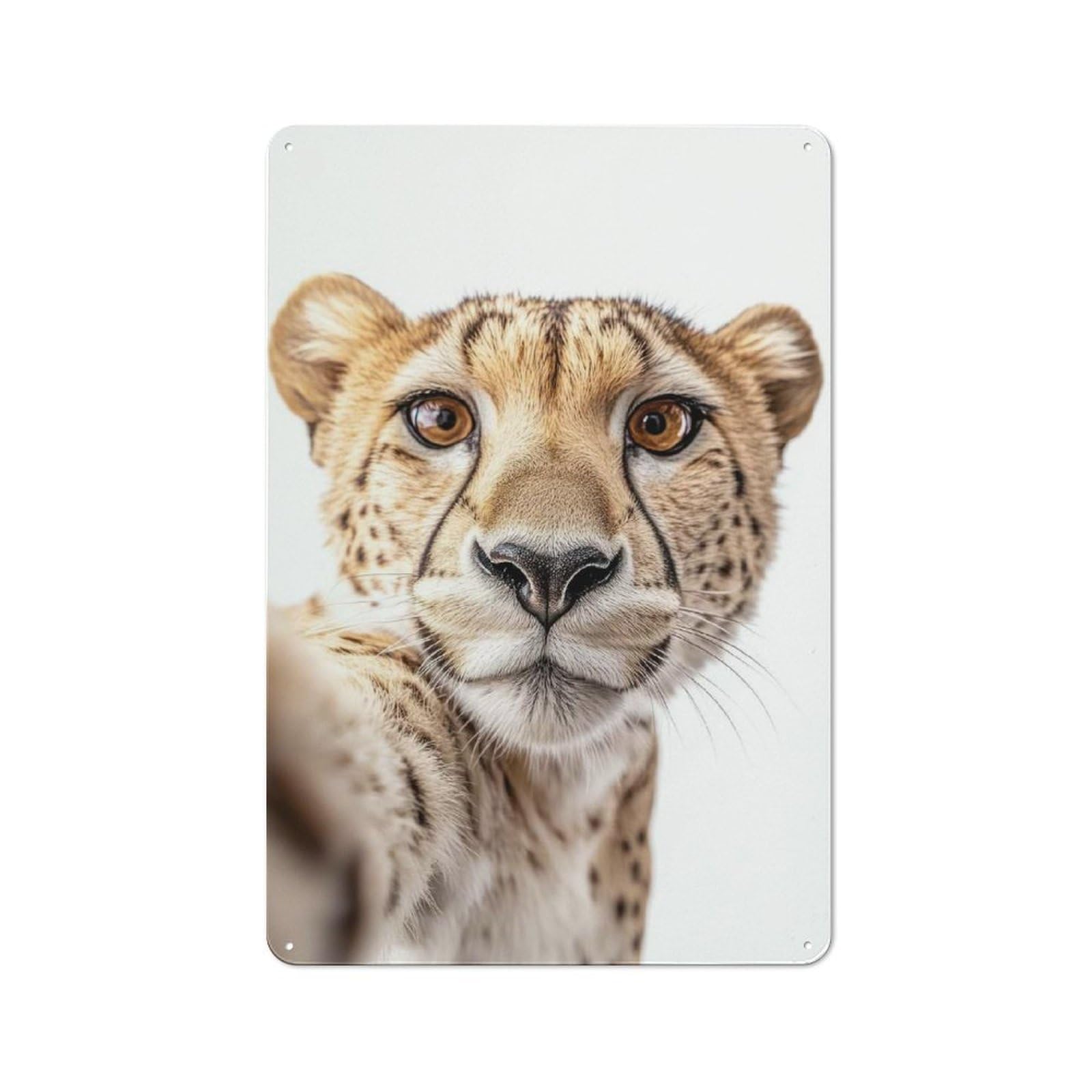 Junmoney Cheetah Selfie Metal Plaque 30X20cm With For Garage Wall, Retro Decor, Housewarming Present For People Styling Garage