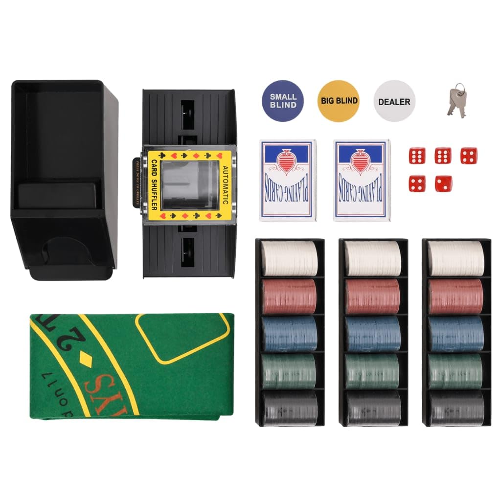 Set di 300 chip da poker da 4 g, con valigetta in alluminio, mixer per carte, tappetino da gioco e pulsante Dealer per torneo Texas Holdem Torneo a casa