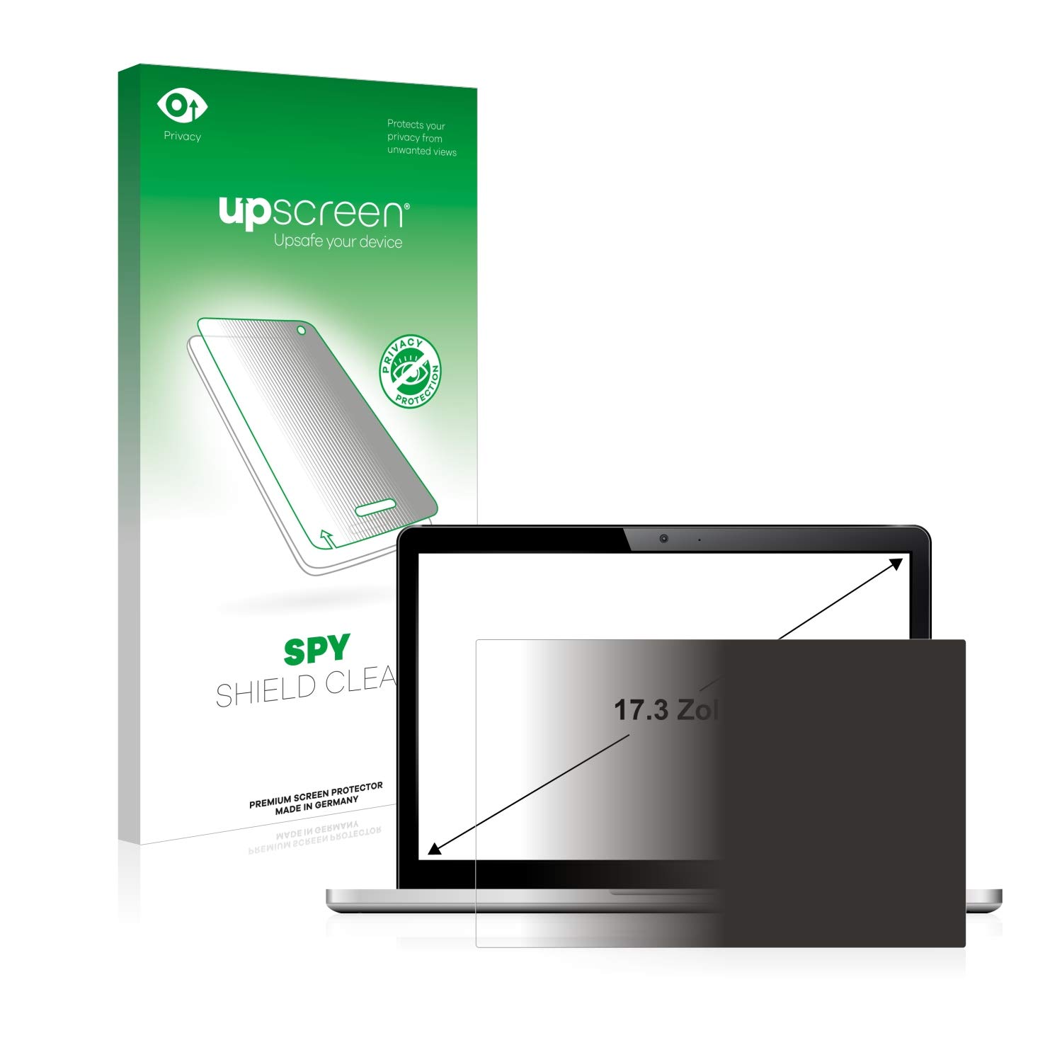 upscreen Pellicola Privacy per Displays 17.3" (43.9 cm) [383x215 mm, 16:9] | Per Notebooks, Anti-Spy Protezione Schermo Made in Germany, Anti-Spia Privacy Screen Protector Chiara