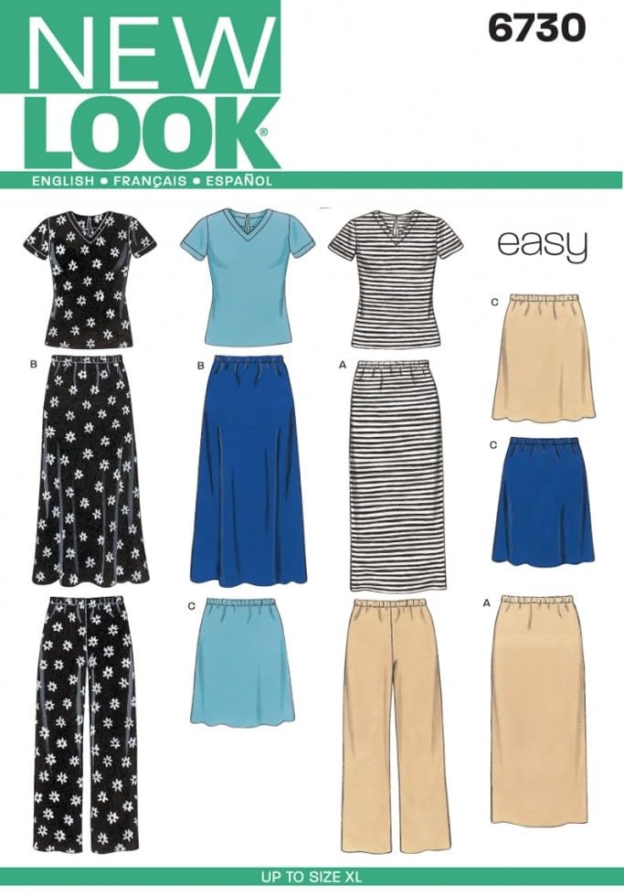 New Look Ladies Easy Sewing Pattern 6730 Tops, Skirts & Trouser Pants