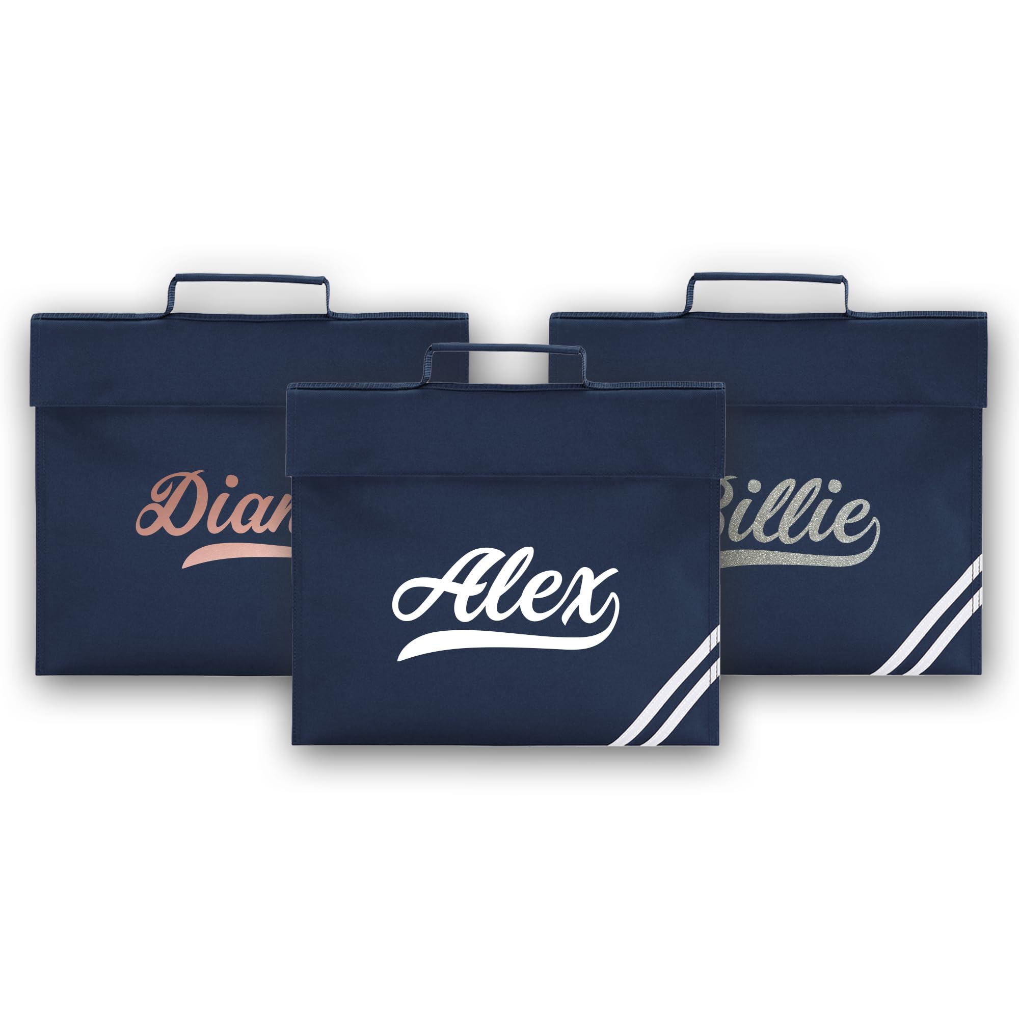 Print Maniacs Personalised Book Bag School Kids Children's Boys Girls Junior Toddlers Any Name Glitter Lunch Organiser Swimming P.E Bag Baseball (Navy)