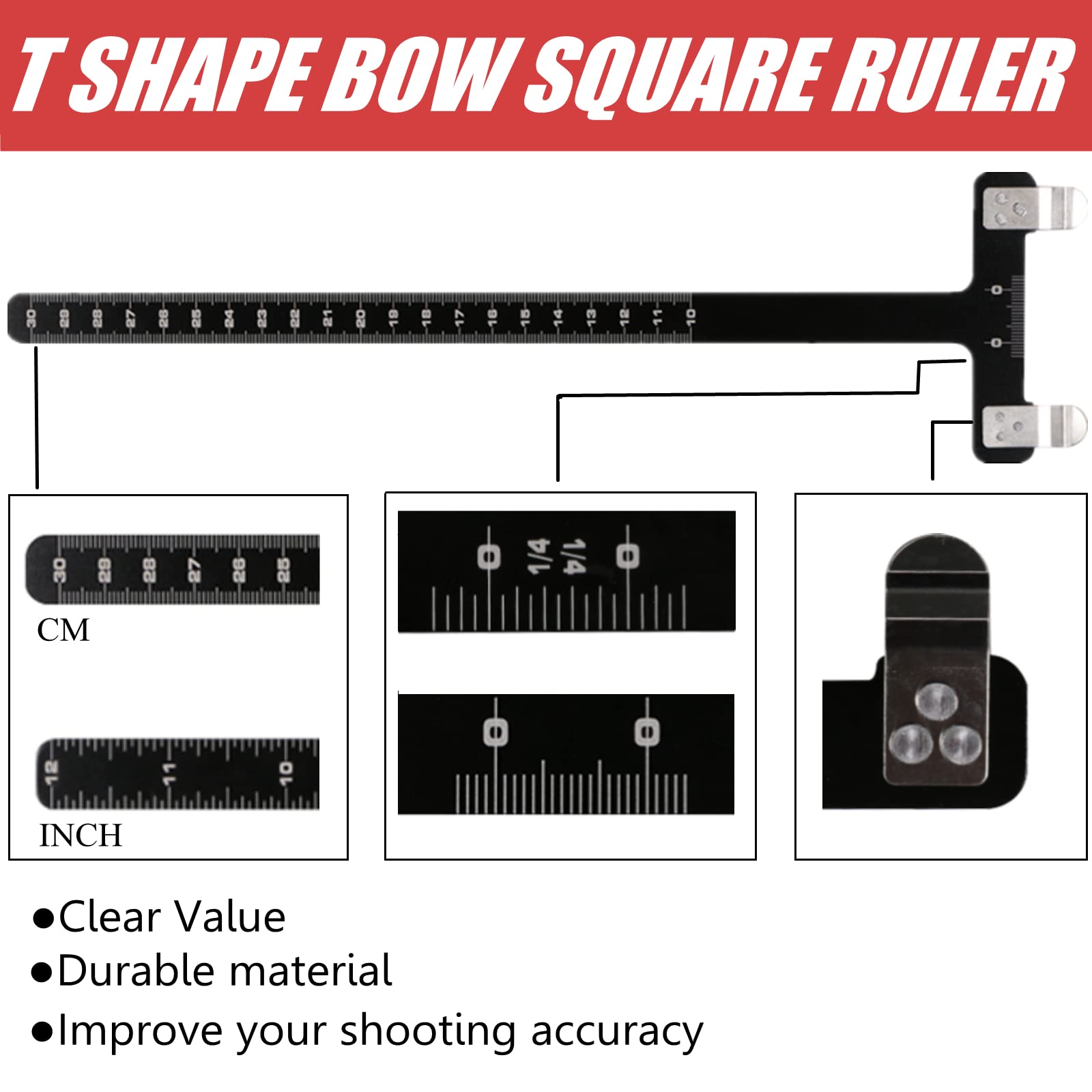Huntingdoor Bogenschnur Nockpunktzange T-Form Bogen Quadrat Lineal Set Bogenschießen Nocking Points Zange Tuning Kit für Recurve Bogen Langbogen Traditioneller Bogen