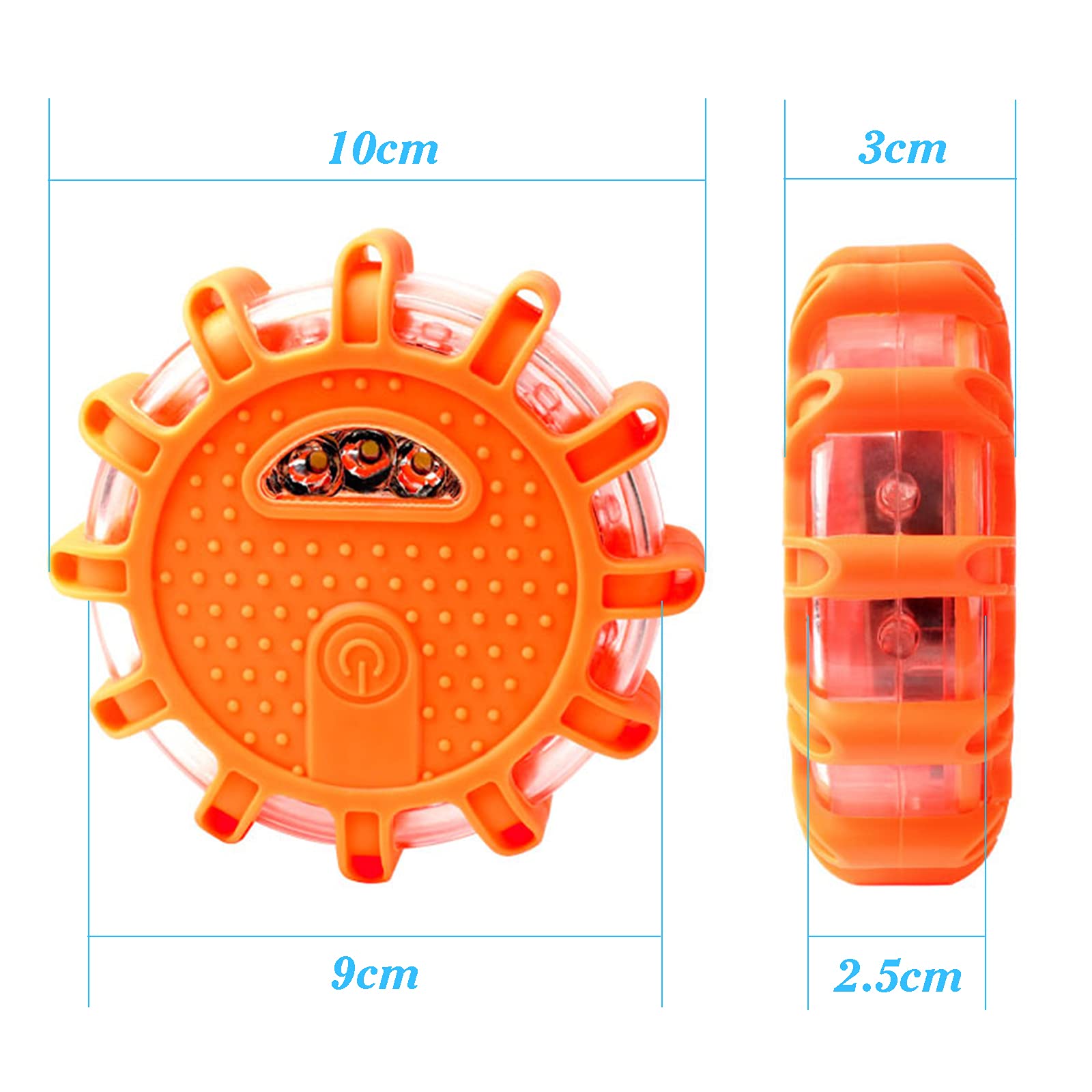 Bseical LED Luz Emergencia Coche de Road Flare, Luz de Emergencia para Coche, Baliza Señalizacion Coche Emergencia, Luces de Emergencia para Vehiculos con Base Magnética 9 Modos Flash (Naranja,6 Pcs)
