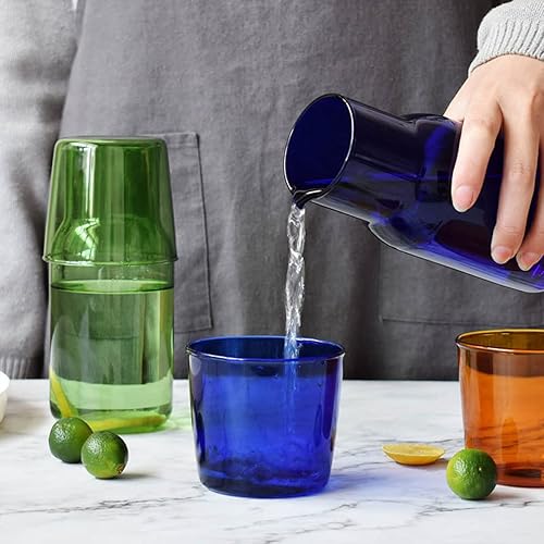 Miniatura 2 de Juego de jarras de agua de vidrio para mesita de noche con taza, jarra de vidrio con tapa para enjuague bucal para dormitorio, baño, jugo, vino,