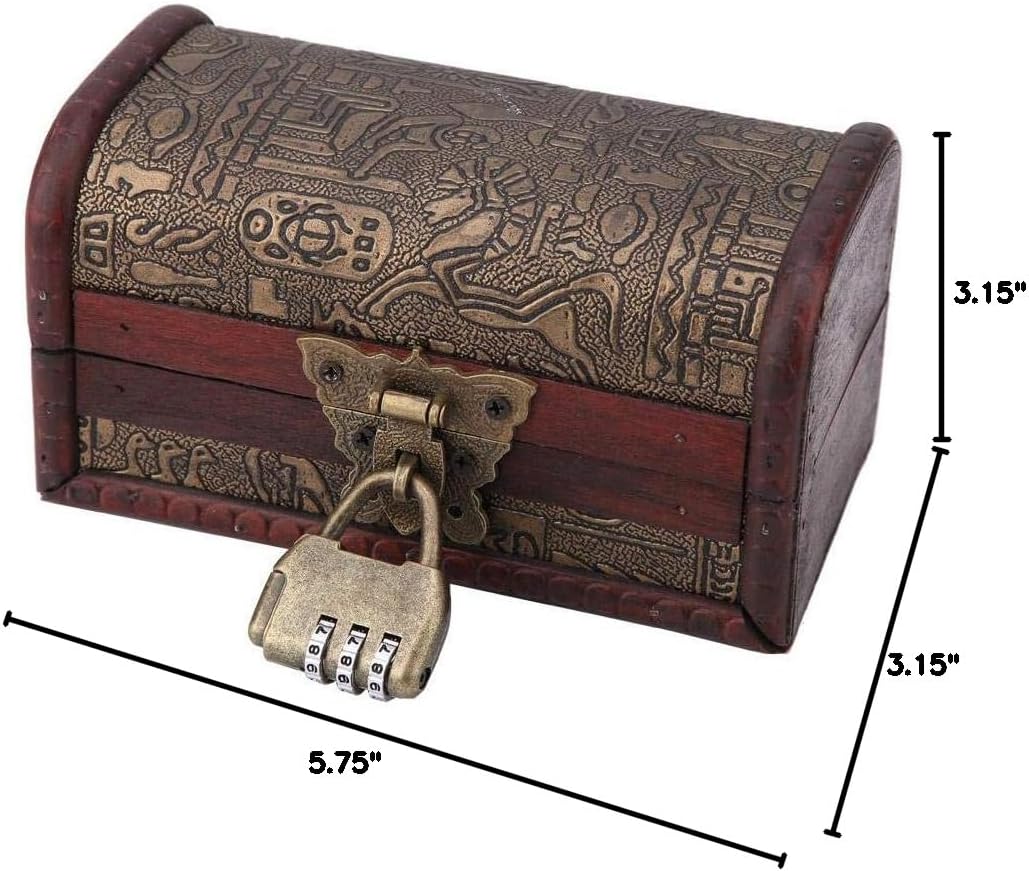 Diagram showing the dimensions of the Walfront Vintage Wooden Jewelry Box