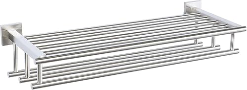Miniatura 10 de Alise - Toallero de baño con dos barras para toallas y estante, para colgar en la pared, acero inoxidable, SUS 304