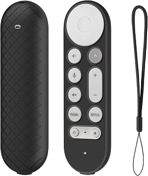 Case Cover for Google TV Streamer 4K 2024 Voice Remote Black Silicone Skin with Lanyard