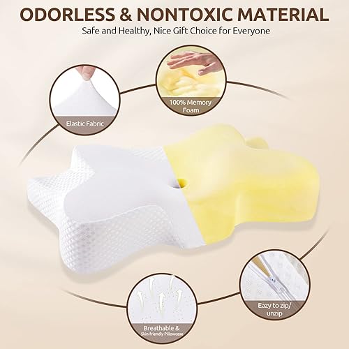 Miniatura 5 de DONAMA Almohada cervical para aliviar el dolor de dormir, almohadas ortopédicas de contorno de espuma viscoelástica para cama con funda de almohada