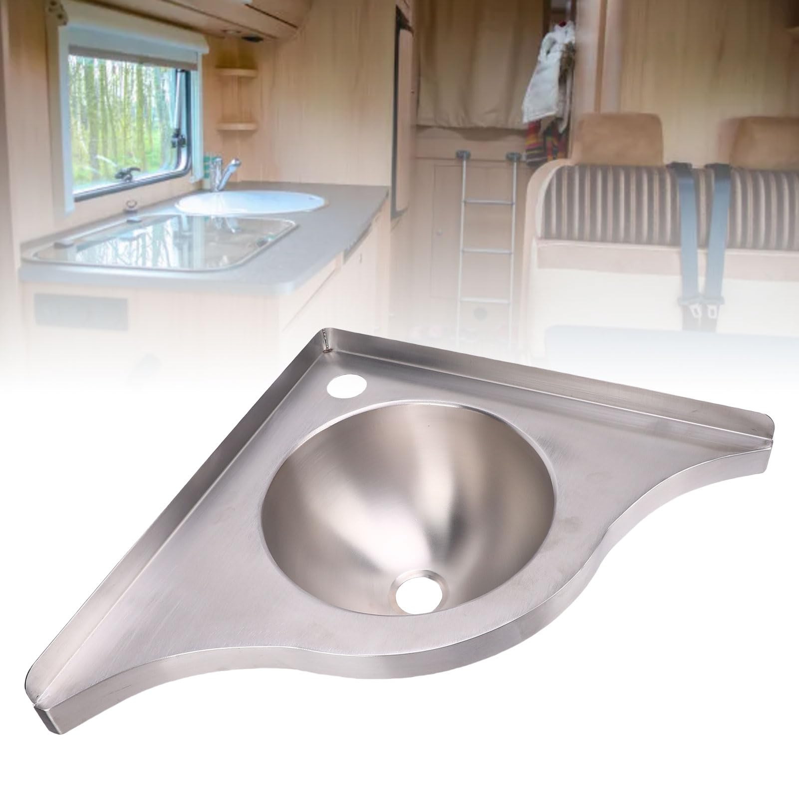 Lavello Ad Angolo per, Lavello da Cucina con Montaggio a Parete in Acciaio Inossidabile, Lavabo Ad Angolo a Vasca Singola, Lavabo Triangolare con Uscita da 40 Mm per Cucina per Yacht,