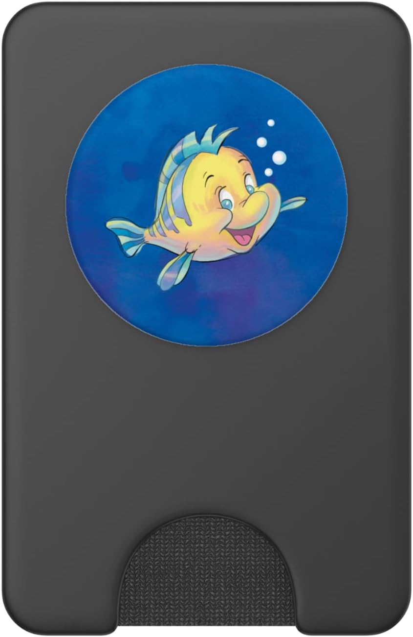 Disney The Little Mermaid Flounder Bubbles Blue Watercolor PopSockets PopWallet for MagSafe