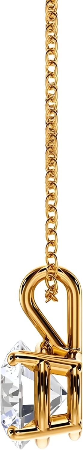 Lab-Grown Diamond Necklace, Round Brilliant Solitaire Pendant, IGI Certified, 0.25–2.00 Carat, 14K Solid Gold Fine Jewelry for Women - Image 2