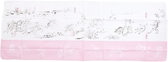 Nagomiya 4535A Tenugui Gauze, Made in Japan, Chouju Figurines Caricature, Hand Towel, Double Gauze, Mask, Fabric, Heat Stroke Prevention, Unisex, Pink