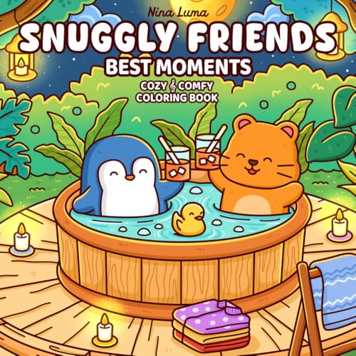 Snuggly Friends - Best Moments: Cute Coloring Book for Adults and Teens with Cozy Fuzzy Animals in Hygge Moments for Relaxation, Featuring Exclusive Music for a Complete Comfort Experience image 2
