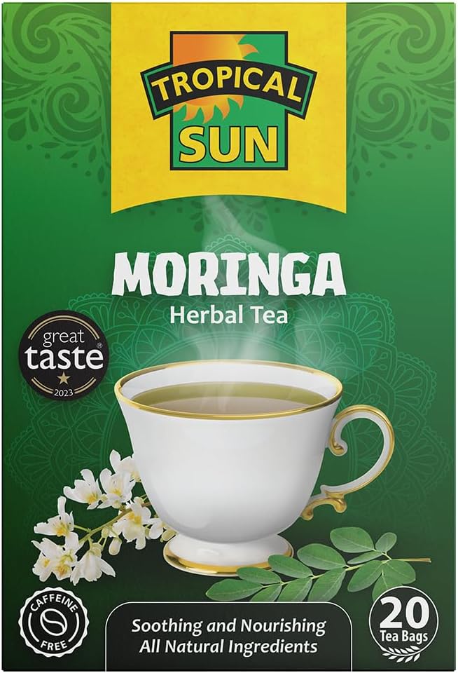 Moringa Tea 20 Tea Bags, 100% Dried Moringa Oleifera Leaves, Caffeine Free Herbal Tea, Natural Plant Based Infusion