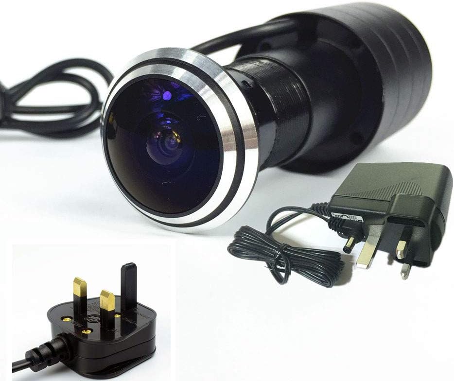 shrxySecurity Camera Mini DOOR Eye Camera Peephole Door Viewer Eye Camera Detection 170 Degree Wide Angle … (with UK plug)