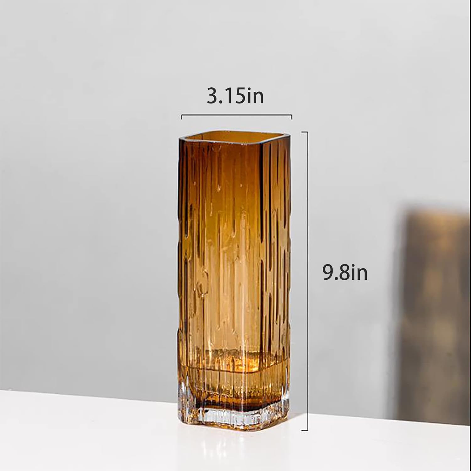 Modern Minimalist Glass Square vase, Crystal Glass vase, vase, Dry vase (Amber) - Image 5