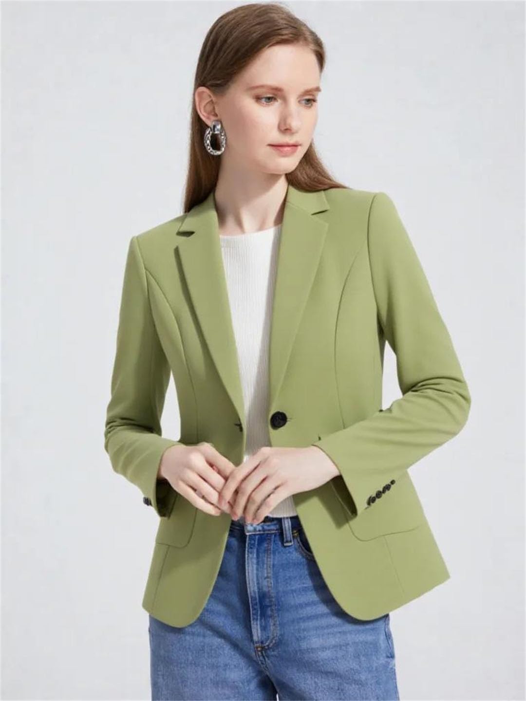 Womens Spring Trend Blazer Fitted Office Lady Work Wear Business Suit Jacket Coat Outerwear Top
