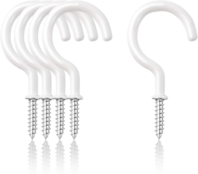 30 Pack Screw Hooks Cup Hook Ceiling Hooks ,2.75 Inch Ceiling Hooks Metal Wall Hang Hooks Great for Coffee Tea Cup, Plant, Light, Mug Indoor & Outdoor (White)
