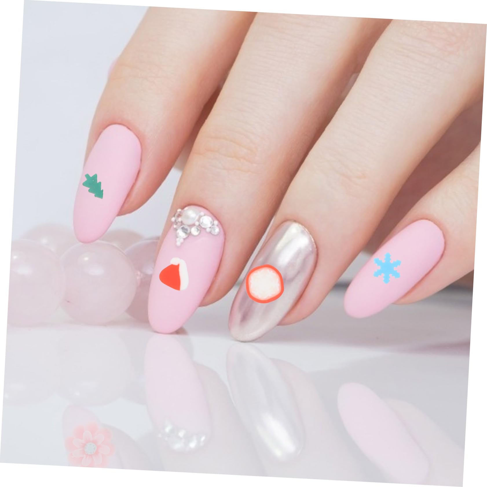 2 Boîtes Boîtes Décorations Ongles Pâte Polymère de Noël Accessoires DIY Compartiments Décoration Ongles Festive Hivernale