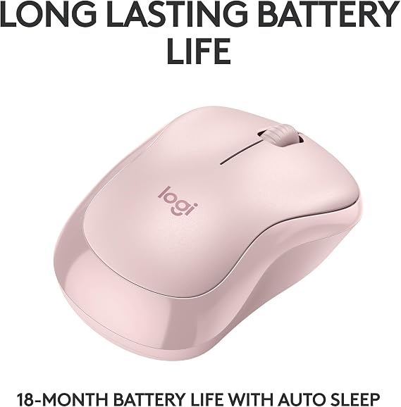 Logitech M240 Compact Silent Bluetooth Wireless Mouse - Rose | Bluetooth connectivity, no USB receiver, quiet clicks, 3 non-customizable buttons, 18-month battery life, PC Mac compatible