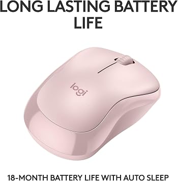 Logitech M240 Compact Silent Bluetooth Wireless Mouse - Rose | Bluetooth connectivity, no USB receiver, quiet clicks, 3 non-customizable buttons, 18-month battery life, PC Mac compatible