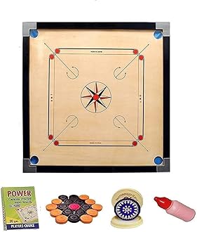 Superior Matte Finish Practice Carrom Board for Serious Professional Practice with Coins Striker and Powder New (32 INCH Carrom Board, Beige)