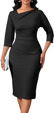Dress for Women Elegance Church Dresses Midi Teacher Office Modest Business Wear to Work Suiting Outfits
