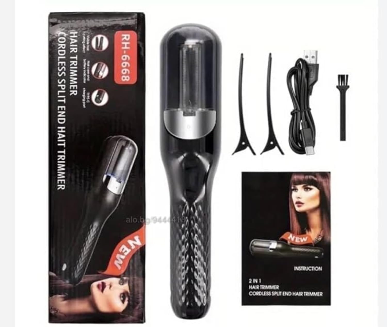 Cordless Split End Hair Trimmer Machine | Rechargeable Electric Split Ends Remover Tool for Dry, Damaged, Curly, Frizzy Hair | 2-in-1 Automatic Split End Cutter for Men & Women, Black Y2-image-34