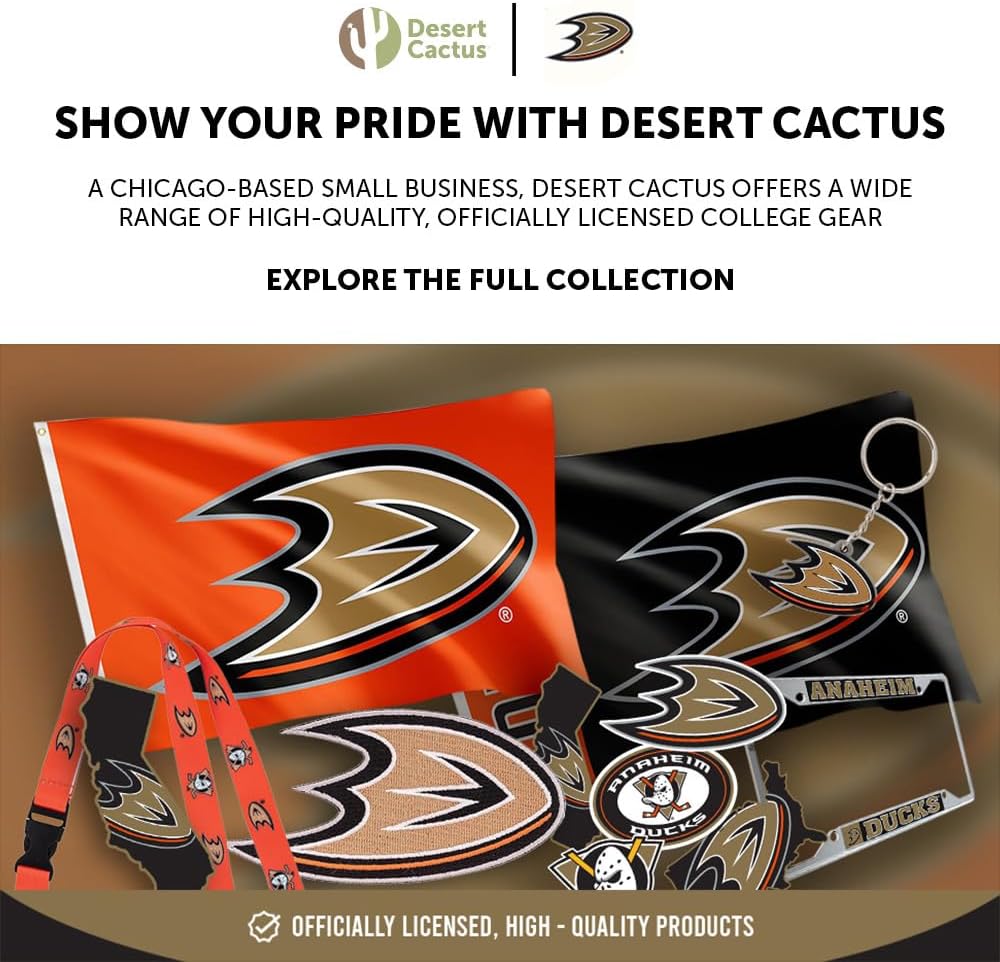 Desert Cactus Anaheim Ducks Car Accessories NHL Team National Hockey League Metal License Plate Frame and Tag Holder for Front or Rear of Car (Team Name)