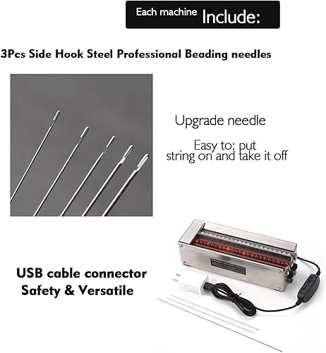 Miniatura 7 de Máquina de abalorios de acero inoxidable para suministros de fabricación de joyas, herramienta de cuentas rápidas para pulseras DIY, 2 canales y 3
