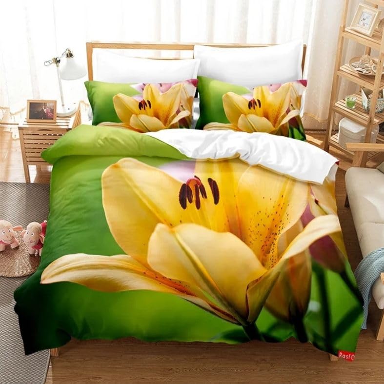 Housse de couette 140x200 microfibre vert clair avec 2 taies d'oreiller