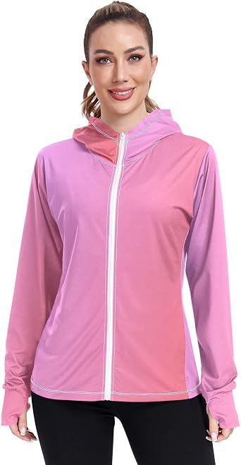 Strong Womens UPF 50+ Sun Protection Hoodie Pockets Athletic Jacket Long Sleeve Sun Shirts for Hiking Workout, S