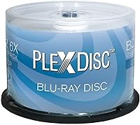 PlexDisc 633-814 25GB 6X BD-R Logo Top Blu-ray Discs, 50-Pack Spindle - Reliable Archival Storage