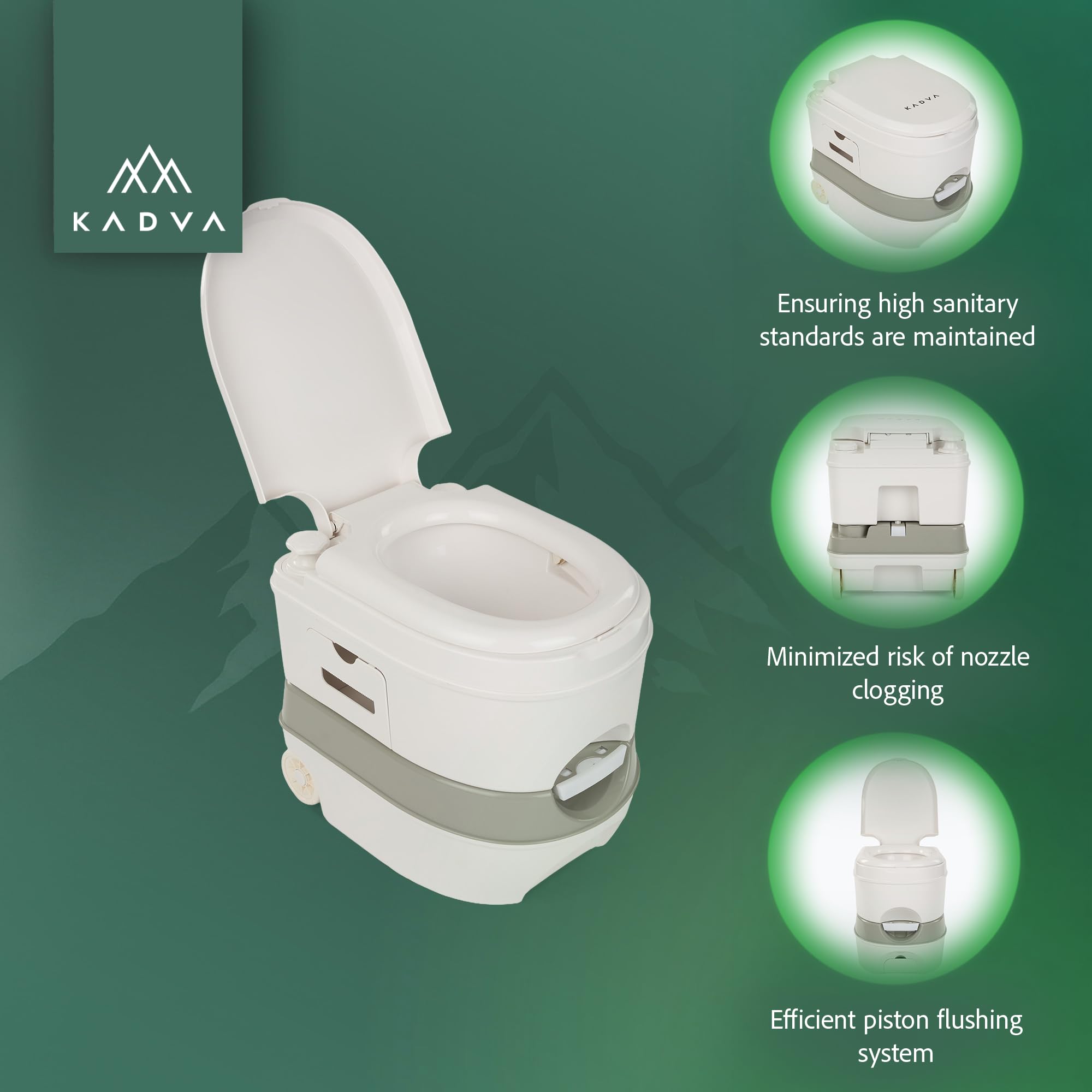 KADVA Throno PRO Campingtoilette 24 L mobile Reisetoilette Grau