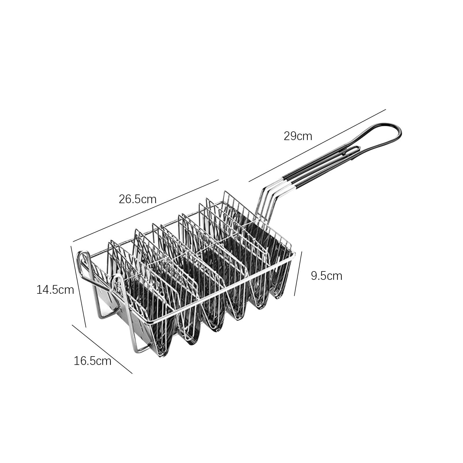 Cesta para Tacos, Cesta para Freír Tortillas de Tacos, Tortillas de Acero Inoxidable, Cesta Robusta Profesional para Freír Tacos para Cocinas