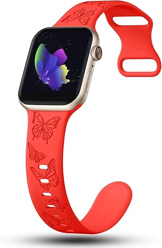 Miniatura 3 de IKANFI Correas de silicona grabadas con estampado floral de leopardo compatibles con Apple Watch Band de 1.614 in, 1.575 in, 1.496 in, 1.772 in,