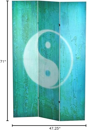 Miniatura 5 de Oriental Furniture - Divisor de habitación de lona Yin YangOm de doble cara de 6 pies de alto
