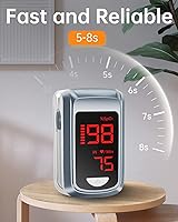 Vista 2 de Oxímetro de pulso para dedos – HOLFENRY Monitor de oxígeno para dedos Mini SpO2 Oxímetro de pulso Monitor de saturación de oxígeno