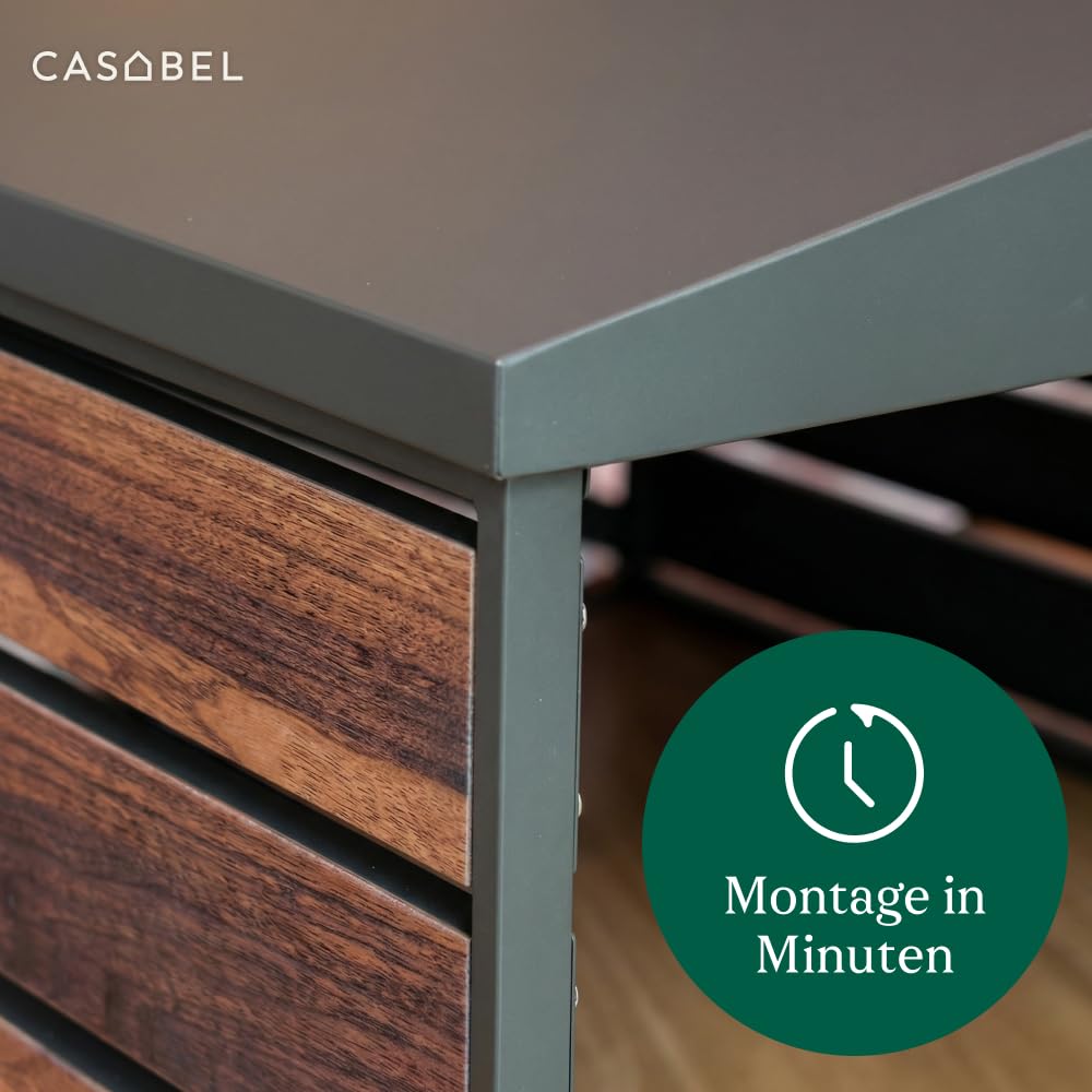 CASABEL Mähroboter-Garage aus verzinktem Stahl, Satteldach | Wetterschutz, robuster verzinkter Stahl, Satteldach, universeller Unterstand, Holzoptik, einfache Montage