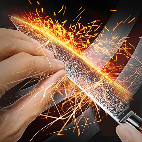 [6-Inch]Utility Paring Knife Fanteck Chef Knife Damascus Stainless Steel Vg10 Pro Razor Sharp Blade High Carbon 67-Layer Kitchen Cutlery Cutting Fruit Utility Knife Gift Box-Ergonomic Pakkawood Handle #TOP5