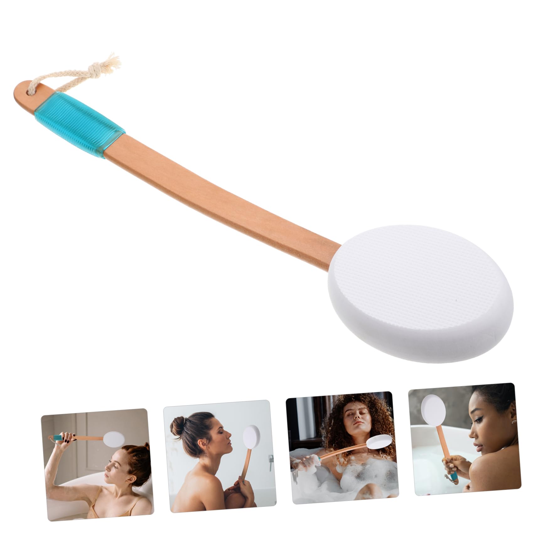 Healvian 4piezas Cepillo De Mango y Esponja Para Exfoliación De Espalda Aplicador De Protector Solar Multifuncional Para Baño y Cuidado Personal