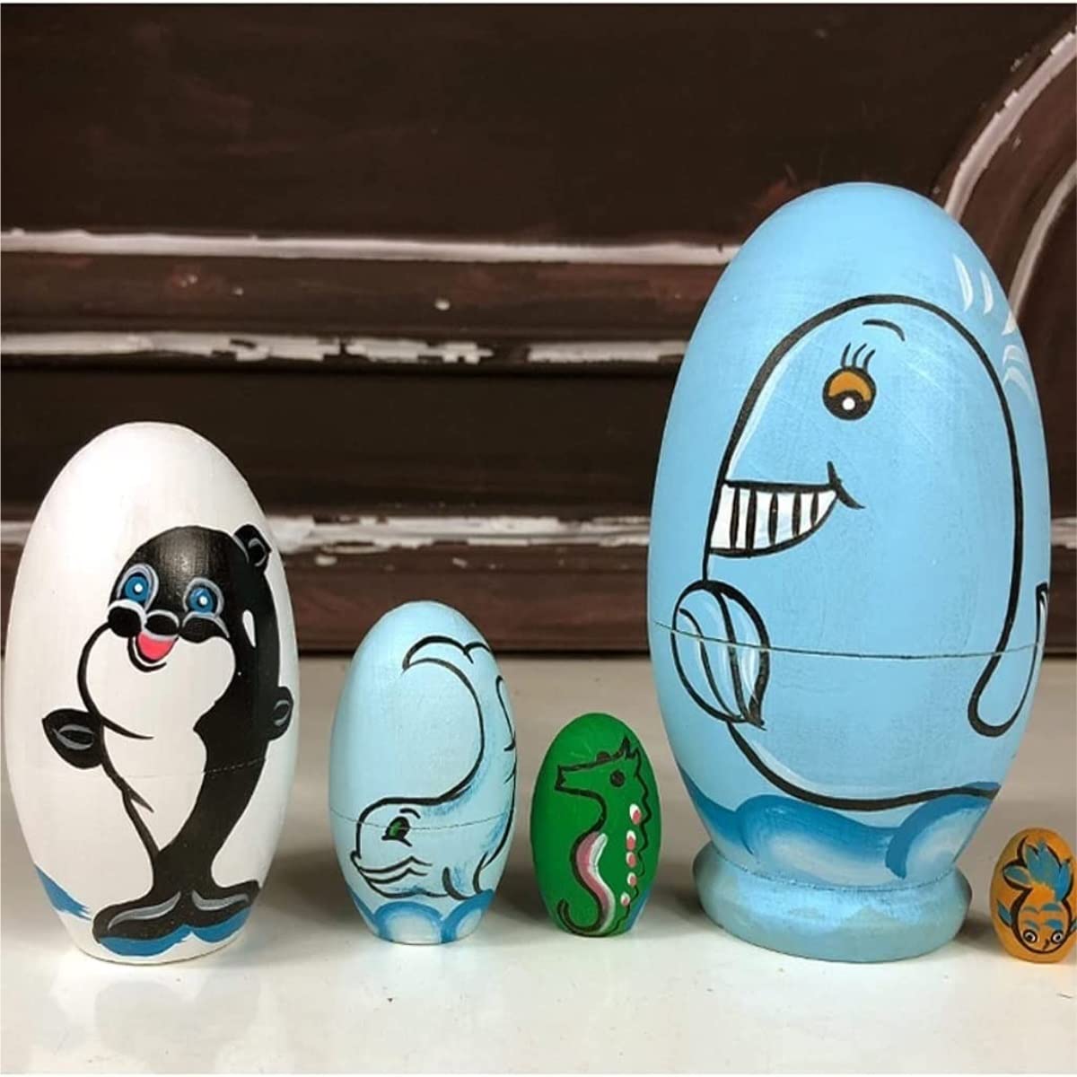 Matrioszka Rosyjskie Lalki Gniazdujące 5 Sztuk Zwierzęta Matryoshka Wood Układanie Zagnieżdżone Zestaw Ręcznie Zabawki Układania