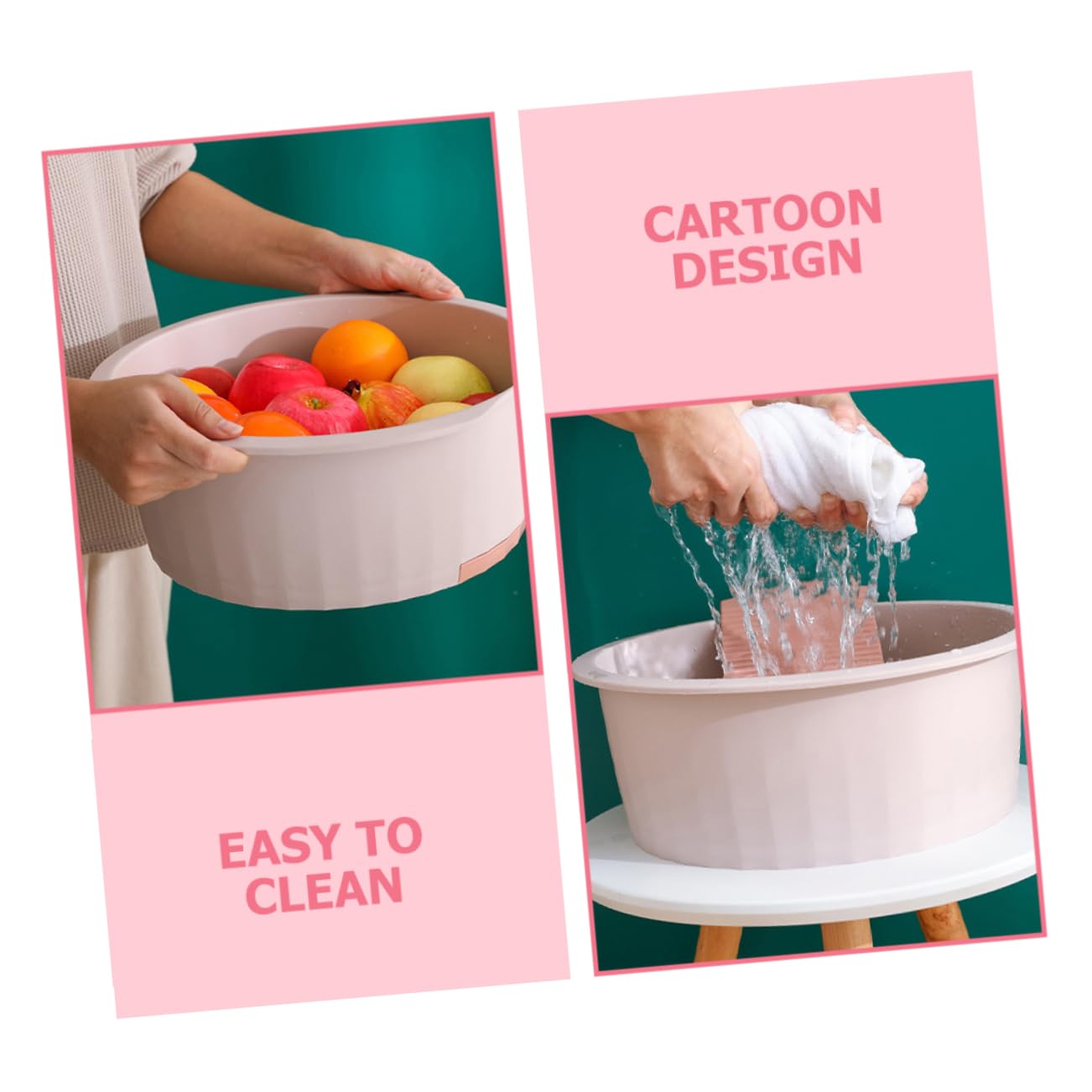 Bassine à Laver Planche à Laver, Grand Format Rose en Pp | Trempage du Linge et Nettoyage au Camping, Usage Multi-usage, Adaptée au Visage la Vaisselle