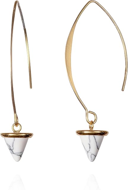 Namana Long Statement Earrings for Women, Dangle Earrings for Women with Turquoise or Howlite Stones, Long Drop Earrings for Women