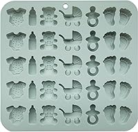 Vista 2 de Molde de silicona para baby shower con botella de chupete para bebé, huella de bebé, molde de carro de oso para pastel de chocolate, dulces